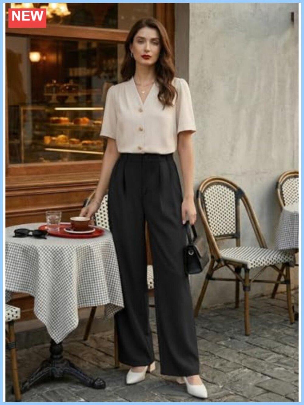 Wide Leg Dress Pants High Waisted Pleated Front Business Casual Palazzo - Picture 6 of 6